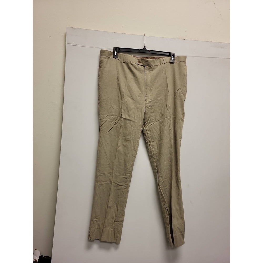LINEAGE Milan New York Paris Mens Dress Pants 45L Beige Flat Front Trousers
